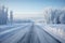 ice road carved through snowy landscape