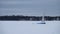 Ice sailing on frozen lake Siljan n Rattvik in Dalarna in Sweden