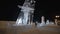 Ice sculpture of of Jesus Christ in winter city. Ice Sculptures in Russia. Sculptures In The Ice town. Transparent