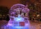 Ice sculpture of Paralympic winter Games, illuminated at night in Confederation Park, Ottawa