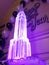 Ice sculpture purple light glow happy new year cold Eiffel Tower