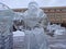 Ice sculpture Santa Claus in a winter city