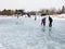 Ice skate rink on a frozen lake