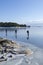 Ice skaters in Stockholm archipelago