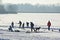 Ice-skating on frozen lake