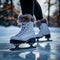 Ice skating joy Legs in motion on a winter wonderland