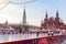 Ice skating rink on the Red Square near the walls of the Moscow Kremlin