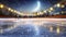 Ice skating rink in winter, blurred background