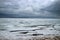 Ice and sky in the clouds in winter the Gulf of Finland coast as a background