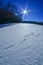 Ice and snow frozen over lake