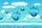 Ice and snow with the ice islands. Seamless game landscape. Cartoon background for games