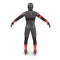 Ice speed skater uniform on white. Rear view. 3D illustration