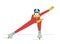 Ice speed skater woman line cartoon flat illustration