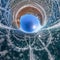 Ice sphere covered with cracks. Lake Baikal. Tiny planet 360 panorama