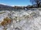 Ice stalactites in ioannina city greece in winter season in front of lake pamvotis greece