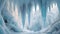 Ice Stalactites in Snowy Landscape, Generative AI