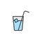 Ice tea glass filled outline icon