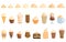 Ice vanilla foam icons set cartoon vector. Cake cream