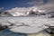 Ice world landscape in Lofoten Archipelago, Norway in the winter time