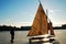 An ice yacht on a frozen Navasink River in Red Bank New Jersey