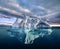 Iceberg with above and underwater view