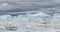 Iceberg aerial drone image - giant icebergs in Disko Bay on greenland