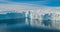 Iceberg aerial image- giant icebergs in Disko Bay on greenland