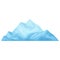 Iceberg or broken piece of ice. Cold frozen block, arctic snowy object on white background, icy cliff or ice floe in