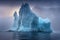 iceberg calving from glacier edge into freezing ocean