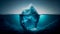 Iceberg concept, underwater risk, dark hidden threat or danger concept. Generative AI