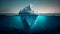 Iceberg concept, underwater risk, dark hidden threat or danger concept. Generative AI