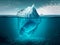 Iceberg floating on ocean, submerged ice visible