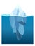 Iceberg floating in water. Arctic glacier. Futuristic polygonal illustration on blue background. Huge white block of ice