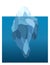 Iceberg floating in water. Arctic glacier. Futuristic polygonal illustration on blue background. Huge white block of ice