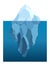 Iceberg floating in water. Arctic glacier. Futuristic polygonal illustration on blue background. Huge white block of ice