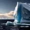 Iceberg, frozen ice on sea, showing hidden risk and danger