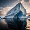 Iceberg, frozen ice on sea, showing hidden risk and danger