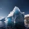 Iceberg, frozen ice on sea, showing hidden risk and danger