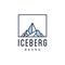 Iceberg geometric logo design in trendy linear line style illustration , abstract mountain ice peak outline clip art logo