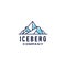 Iceberg geometric logo design in trendy linear line style illustration , abstract mountain ice peak outline clip art logo