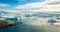 Iceberg and ice from glacier in dramatic arctic nature landscape on Greenland