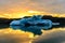 Iceberg on Lake Gray at sunrise., Patagonia, Chile.