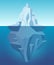 Iceberg in ocean. Big ice white rock in water polar landscape in cartoon style vector outdoor nature