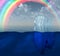Iceberg with rainbow scene
