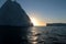 Iceberg in a sunset fjord, in greenland