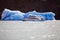 Iceberg and tourist boat in the Argentino Lake, Argentina