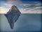 Iceberg under water stylized 3D illustration.