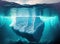 Iceberg underwater in the ocean. Nature. Generative AI