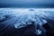 Icebergs beached on jokulsarlon beach in Iceland