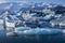 Icebergs coming from the Skaftafellsjokul glacier in the Jokulsarlon lagoon in Iceland